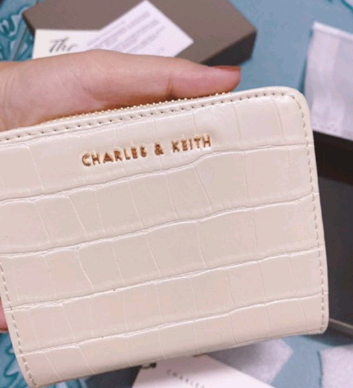Ví nữ mini CNK vân da rắn khóa kéo size 10-V009