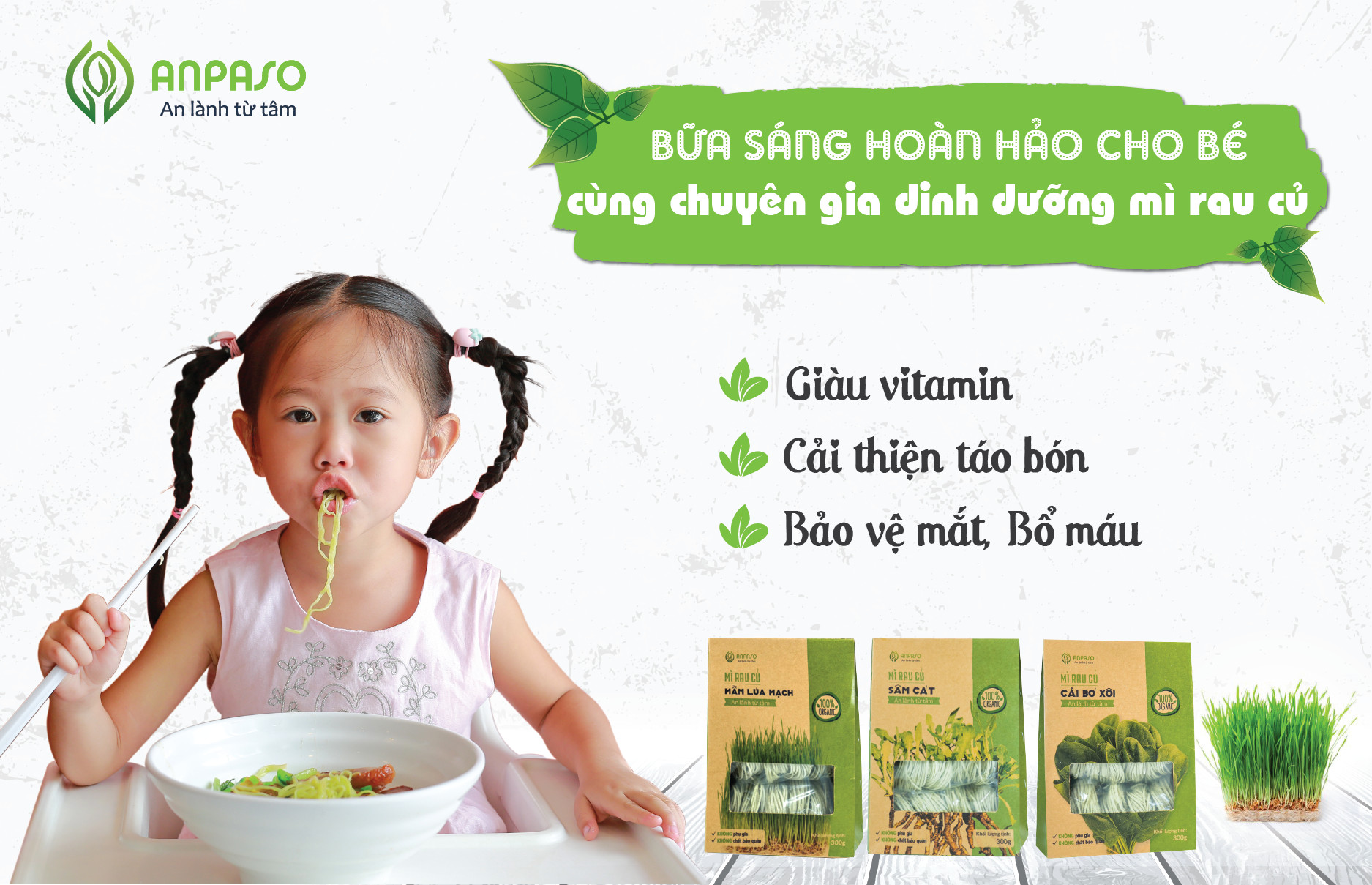 [FREESHIP] Mì Mầm Lúa Mạch Ăn Dặm Organic Anpaso 300g