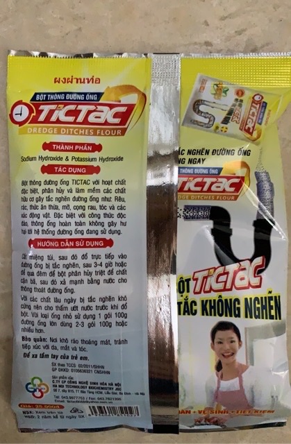 Men bể phốt bột thông đường ống Tictac