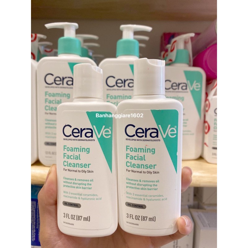 Sữa rửa mặt Cerave da dầu 3oz 87ml (Có Sẵn - Hàng USA)