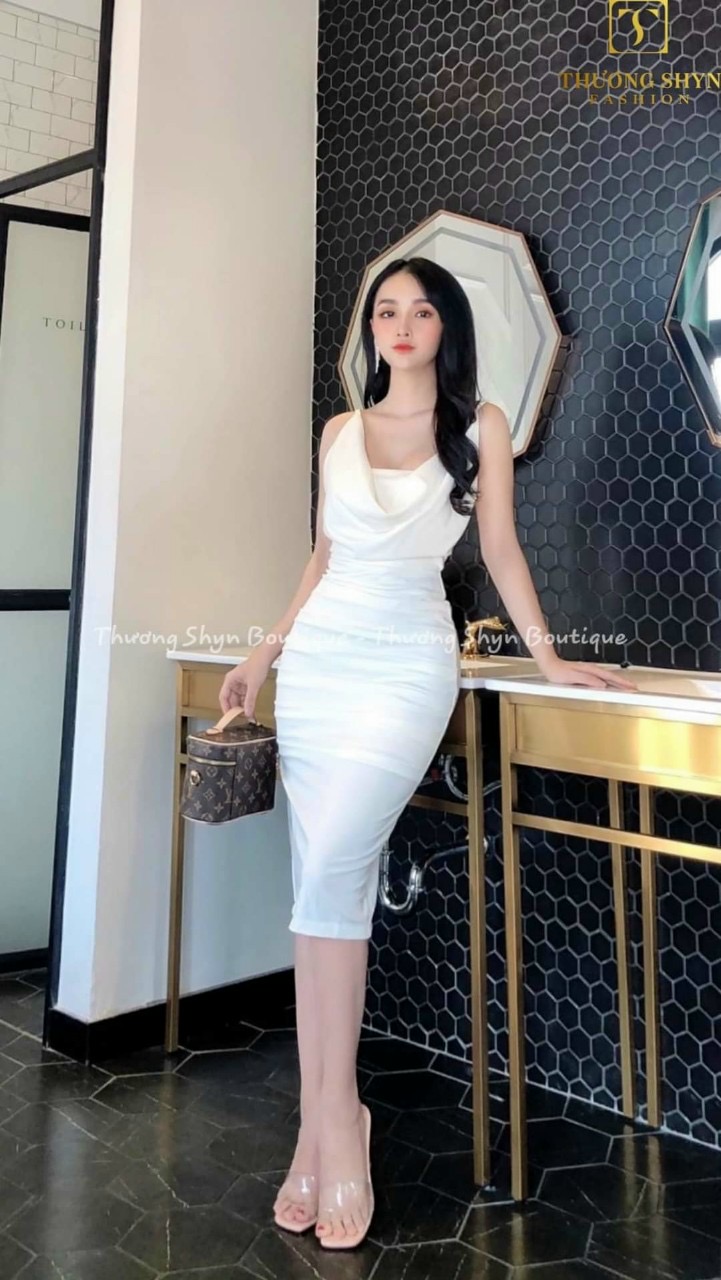 Đầm dody 2 dây cổ đỗ-QH #damnu