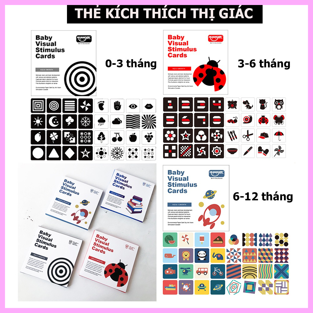 Combo 16 thẻ kích thích thị giác cho bé từ 0-36 tháng