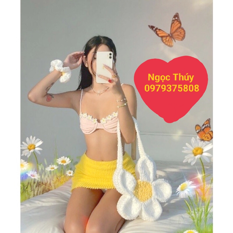 [ẢNH THẬT] TÚI LEN HOA CÚC BLOOM FLOWER BAG - HÀNG CÓ SẴN
