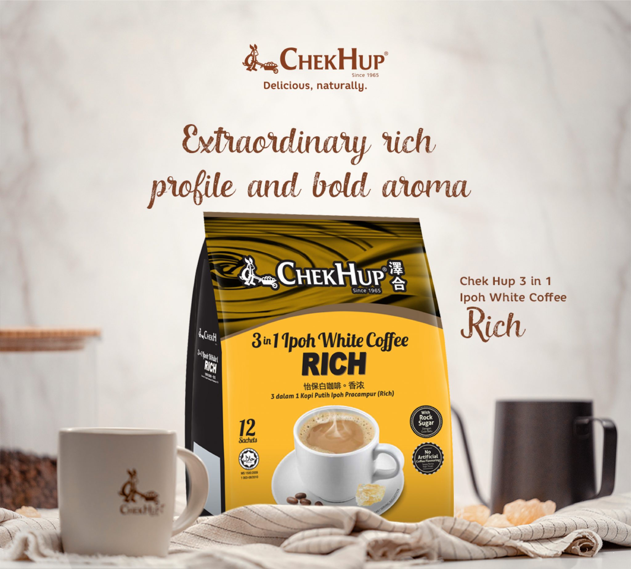 [HCM] Cà phê trắng Chek Hup White Coffee 3 in 1 Extra Rich - Đậm cà phê