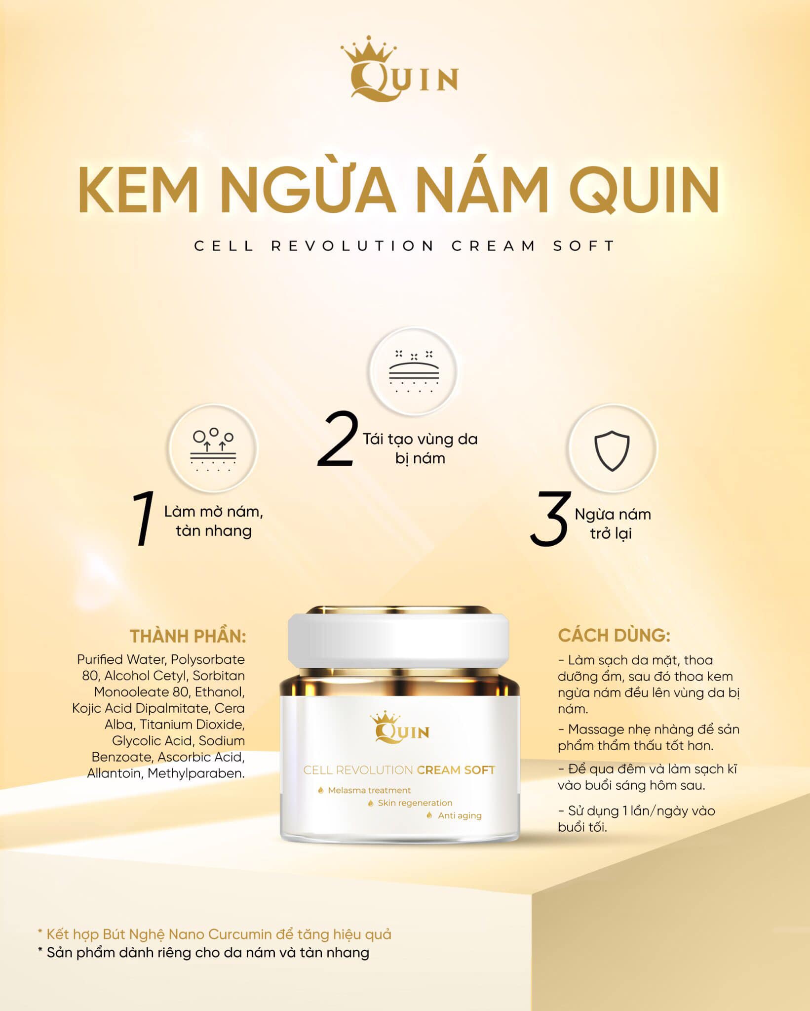 KEM TRỊ NÁM QUIN CAO CẤP