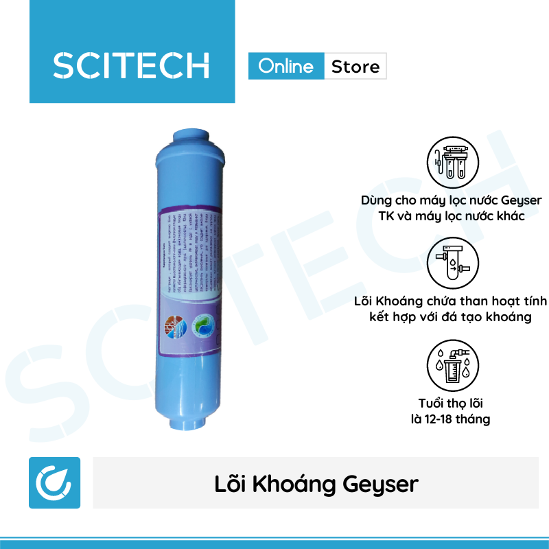 Bộ lõi số 4,5,6,7,8 máy lọc nước Geyser TK (Lõi T33 lớn-T33-Khoáng-Khoáng-Nano Silver)