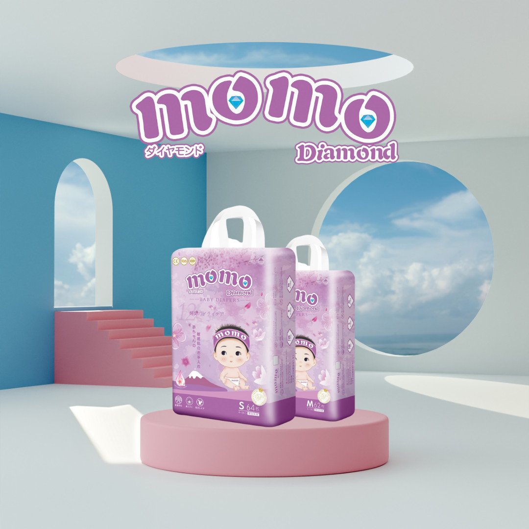 COMBO 2 BỊCH Bỉm tã dán/quần MOMO DIAMOND ORGANIC