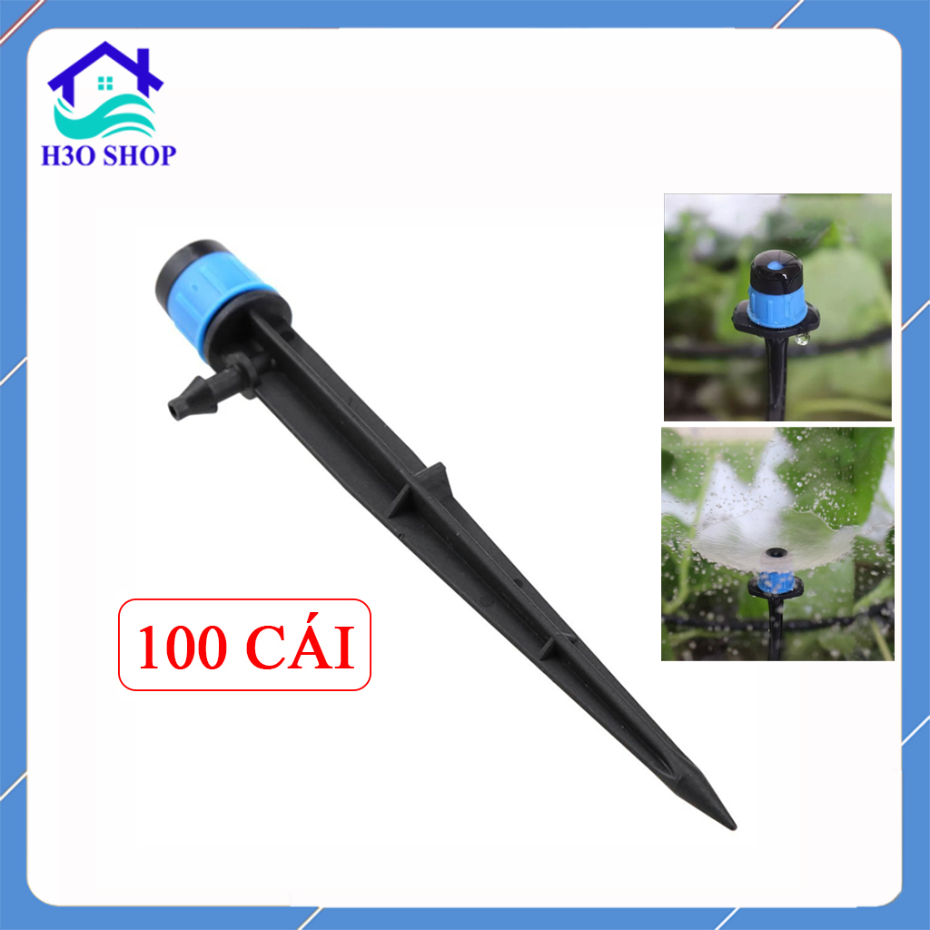 100 cái béc xòe tưới gốc tỏa tròn 360 độ que cắm liền loại tốt
