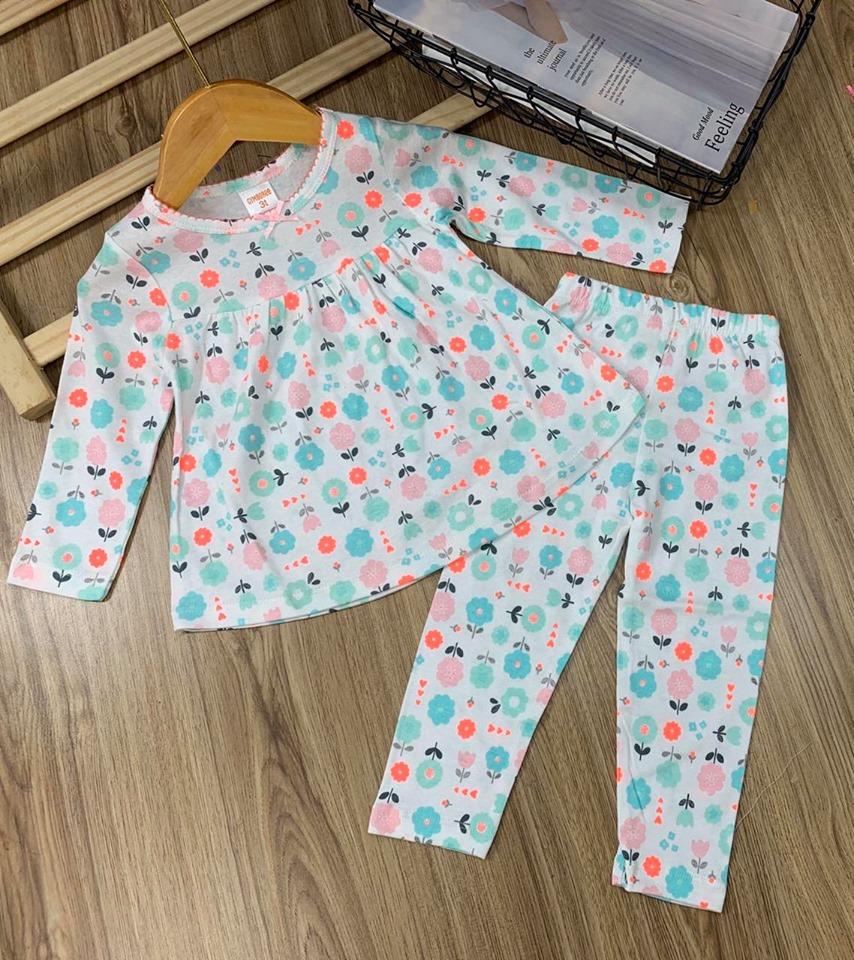 [HCM]Set 2 Bộ quần áo dài tay cho bé gái chất coton xuất dư siêu đẹp babydoll đủ size size từ 07 - 23kg