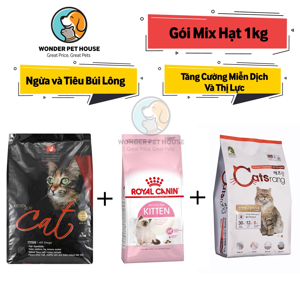Hạt Mèo Gói Mix CATSRANG CATSEYE CANIN 1kg Tiêu Búi Lông