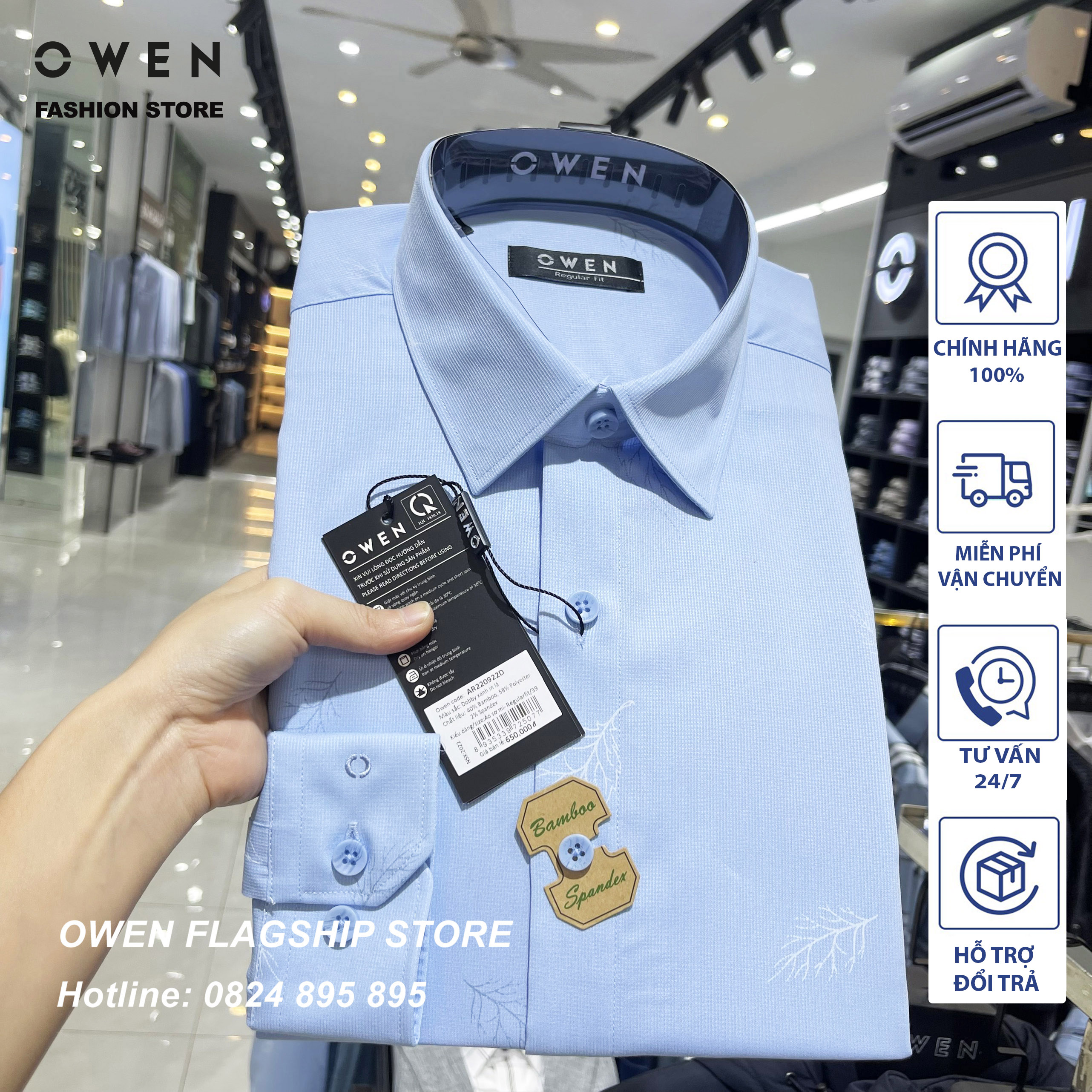 Áo Sơ Mi Owen Nam Dài Tay Không Túi Dáng Regular Mềm Mịn Mát Mã Ar220922D |  Lazada.Vn