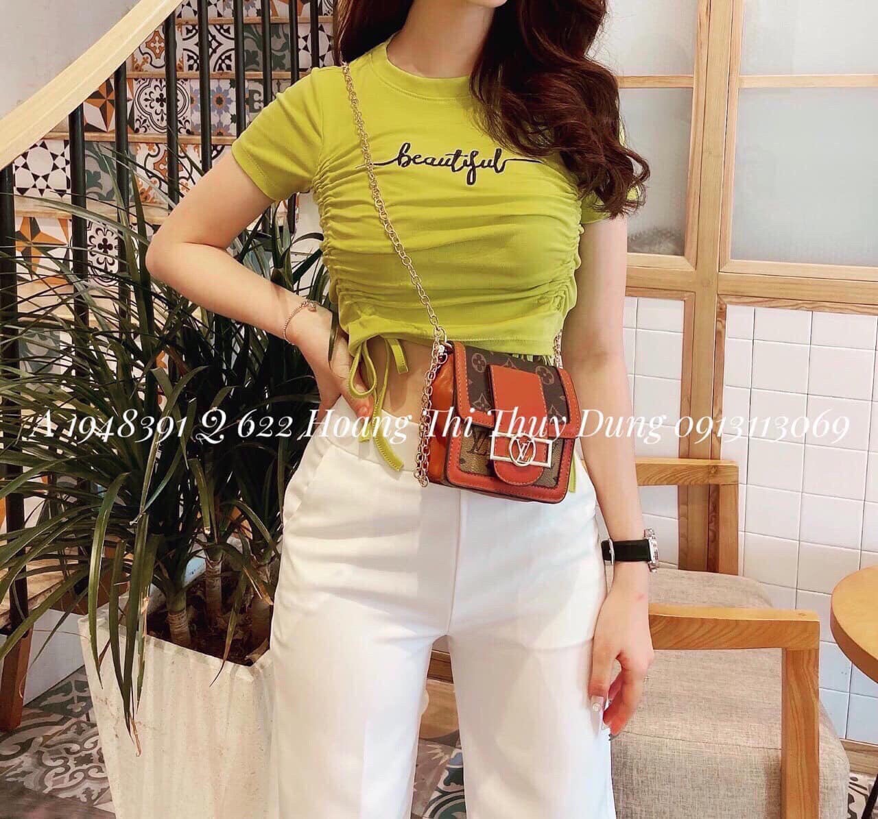 Áo thun rút hai bên in chữ trước ngực thời trang TTSLA0221