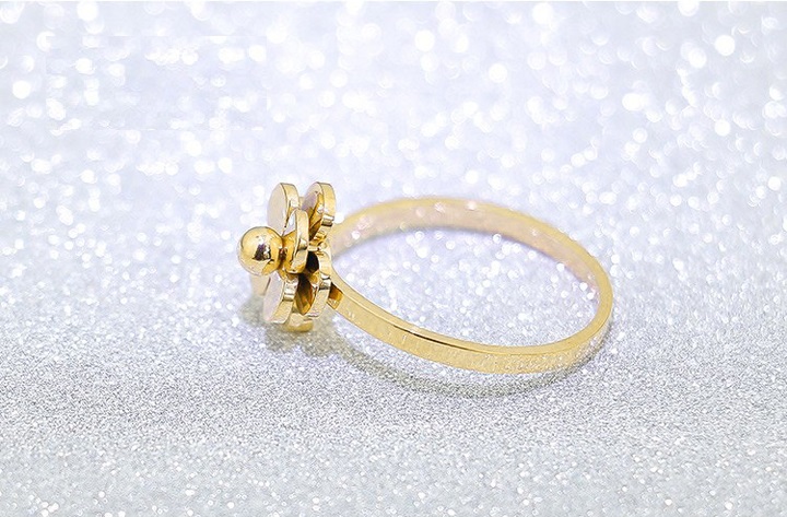 [HCM]Nhẫn Nữ Titan Cao Cấp Hoa Trà free size Siêu Cute