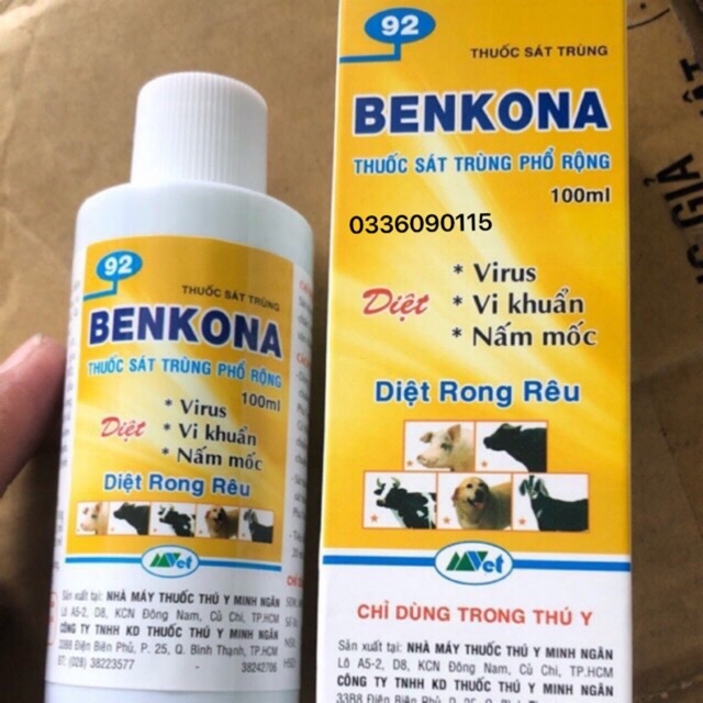 Thuốc khử trùng Benkona Chai 1 Lít - Thuốc sát trùng giá thể, đất trồng, vườn, chuồng
