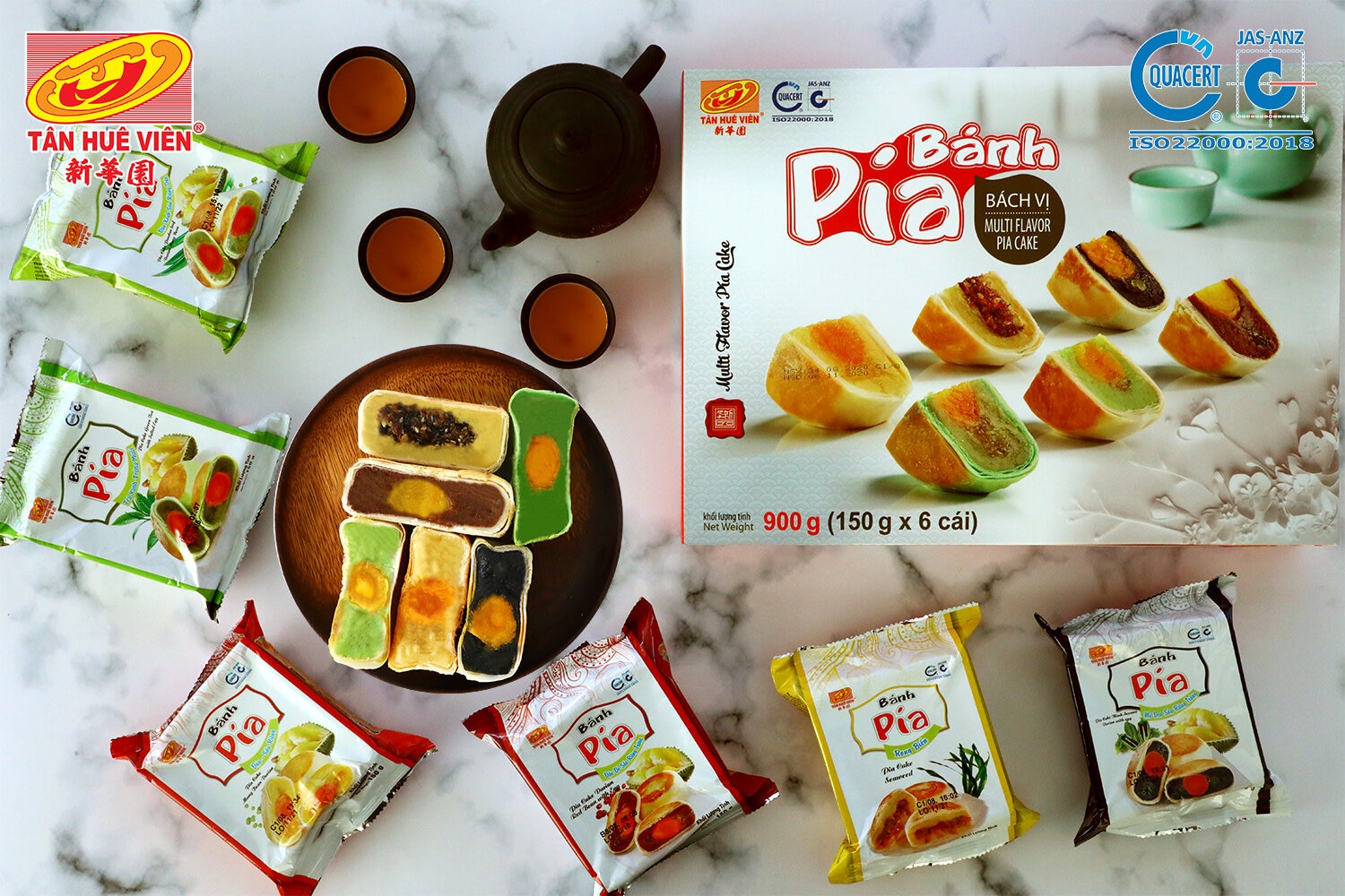 BÁNH PÍA BÁCH VỊ (900g x 6 cái 6 vị ) Tân Huê Viên