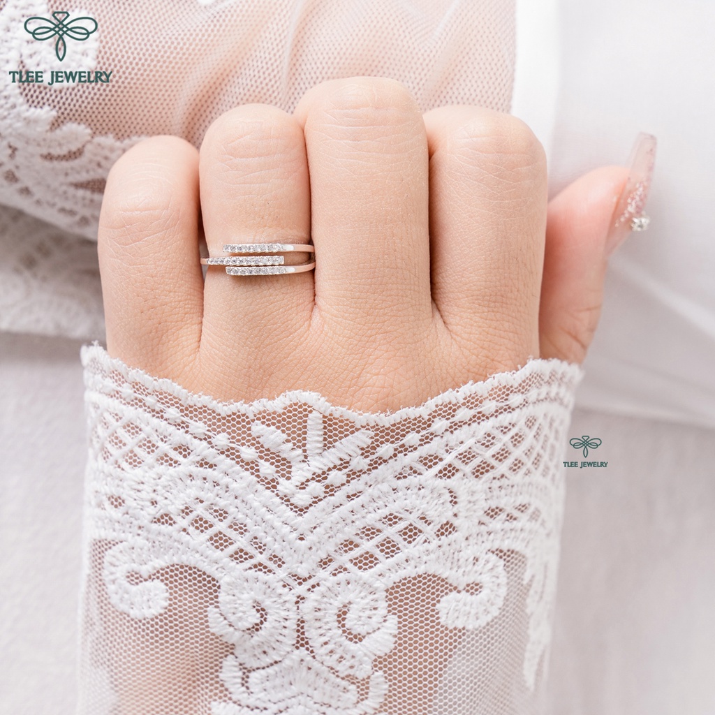 Nhẫn bạc nữ TLEE ba tầng đính đá cao cấp TleeJewelry A0220