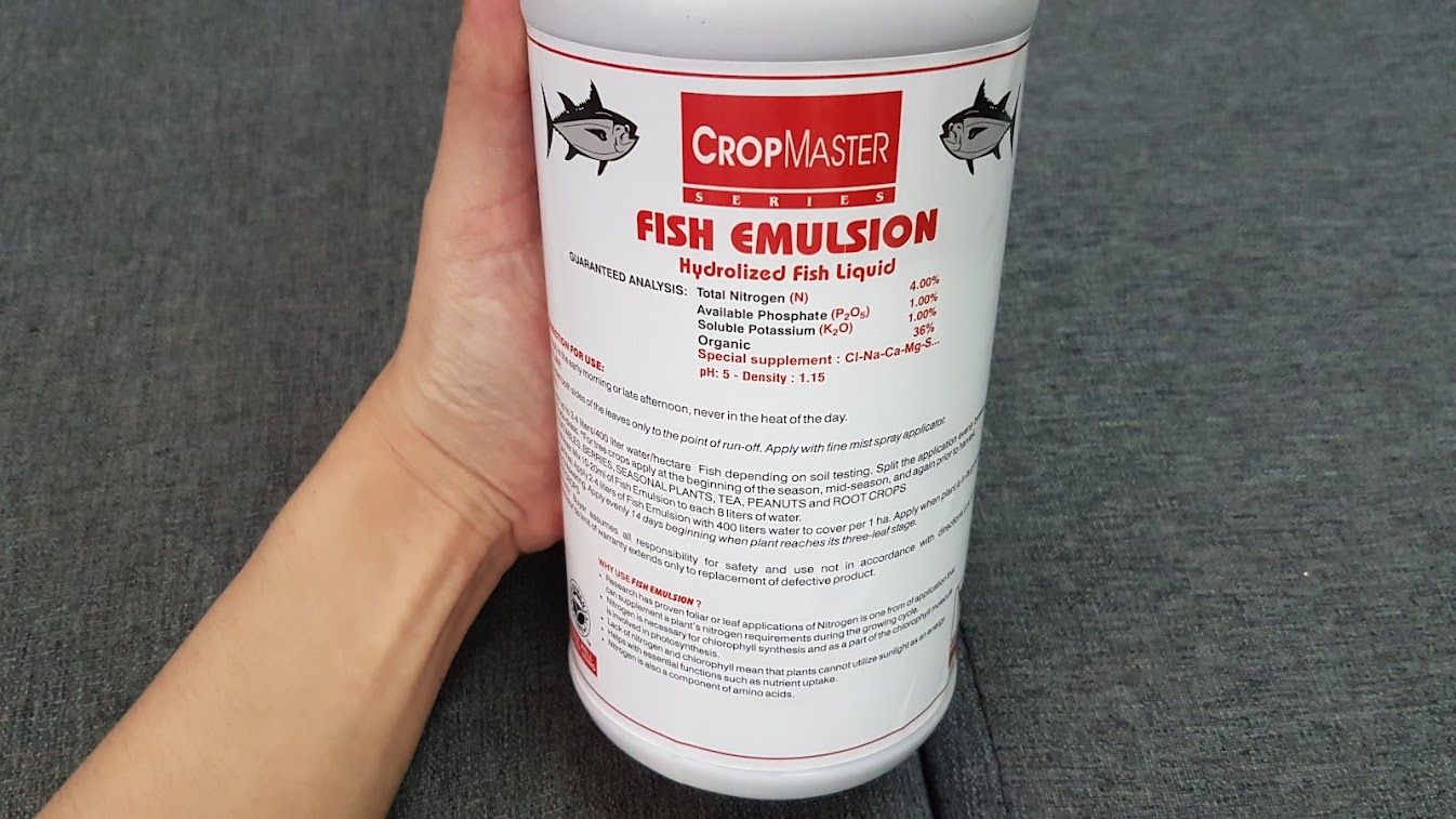 Phân đạm cá hữu cơ Phú Hảo FISH EMULSION nhập khẩu Mỹ chai 1lít