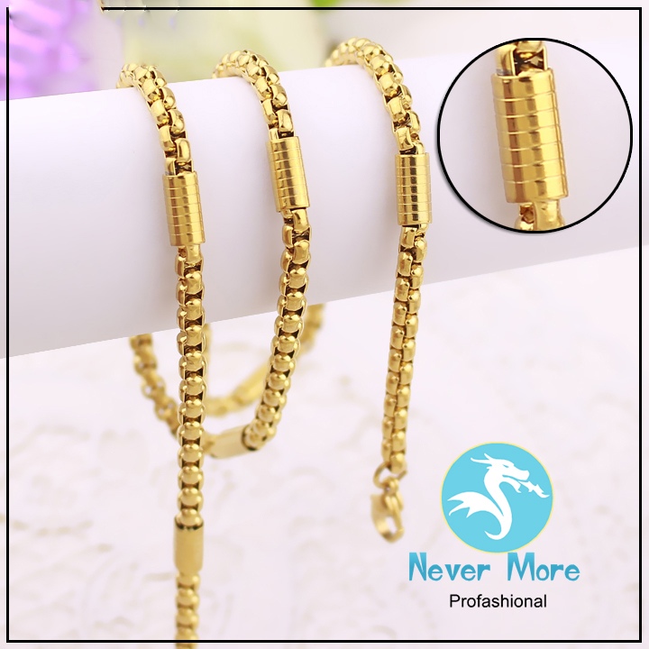 Dây chuyền inox cao cấp kiểu bông dừa 4 ly bọc khoen cách điệu mạ vàng siêu đẹp, bền màu, chuẩn thời trang