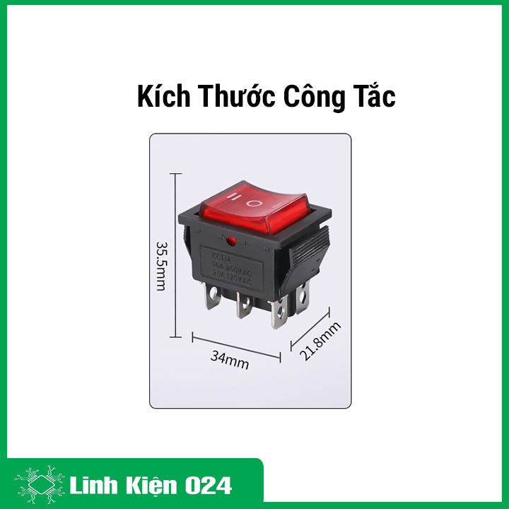 Công tắc bập bênh KCD4 6 chân(6P) 3 chế độ có đèn