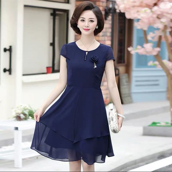 Đầm xòe dự tiệc đính hoa thanh lịch duyên dáng size từ 40-71KG