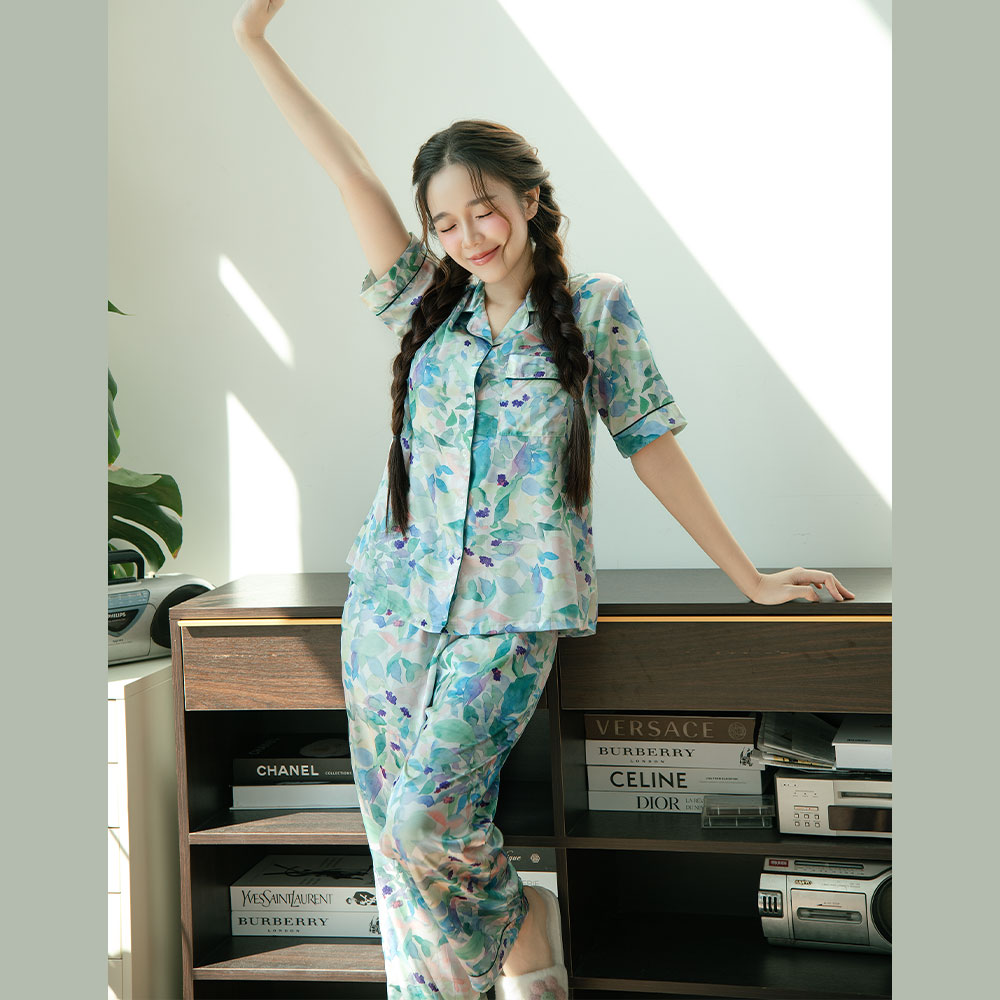 VIBES Đồ bộ Pijama dài Lụa Latin Jardin Long Py Set