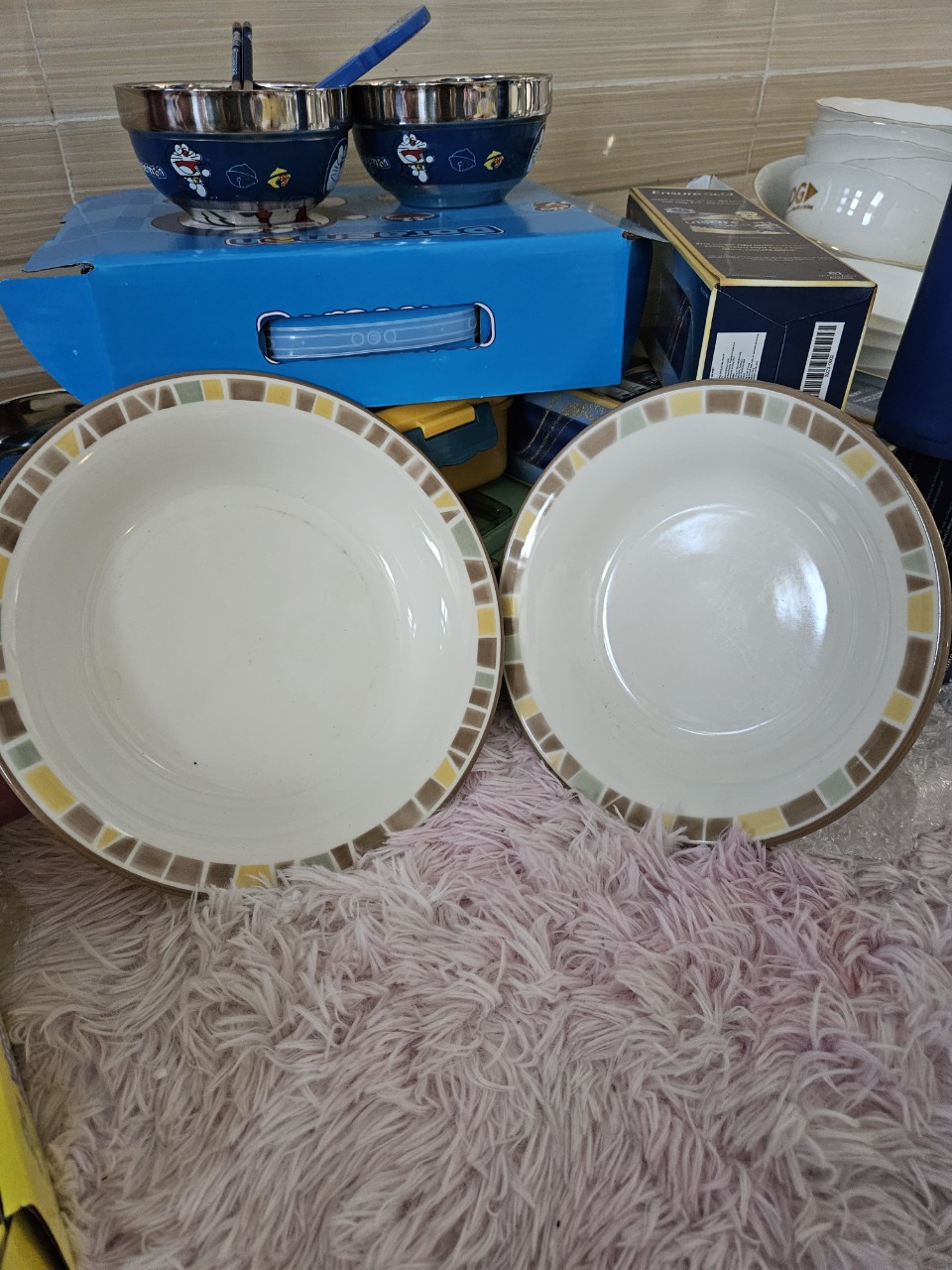 Đĩa gốm sứ men Nhật sâu lòng 22cm và 24cm siêu dày dặn
