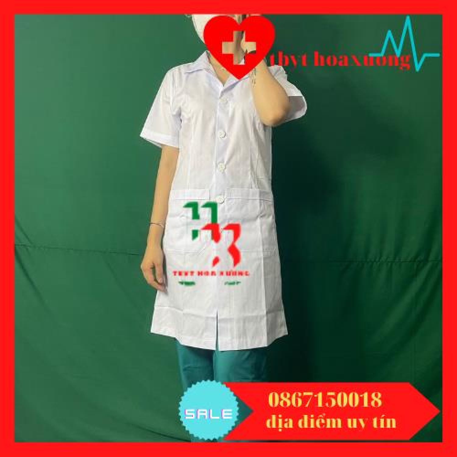 Áo blouse bác sĩ dáng dài - tay cộc nam các size m l xl 2xl