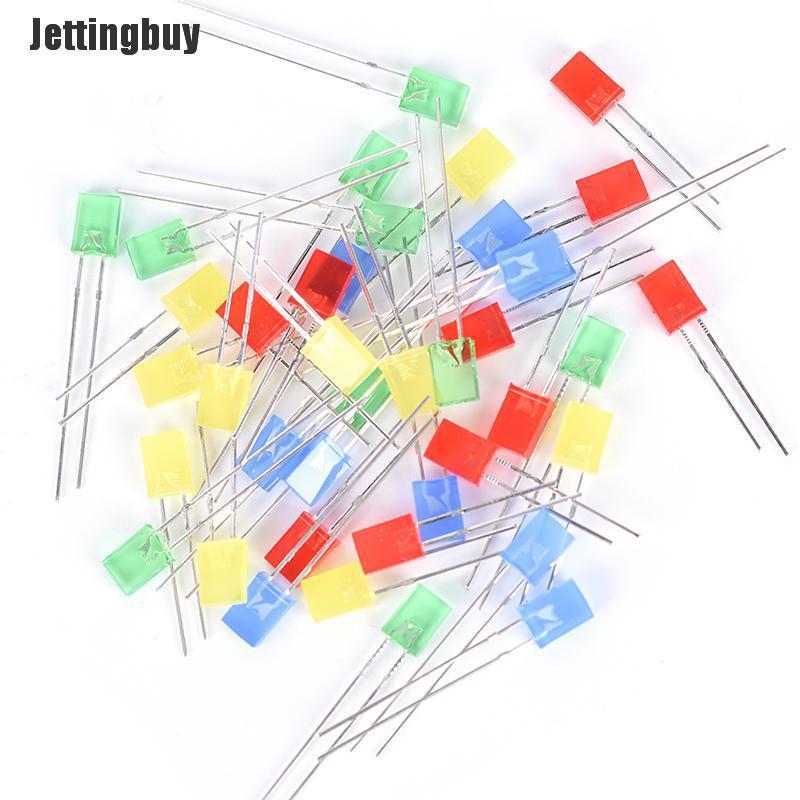 Jettingbuy 100pcs Rectangular Square LED Emitting Diodes Light Bulbs Yellow/Red/Blue/Green