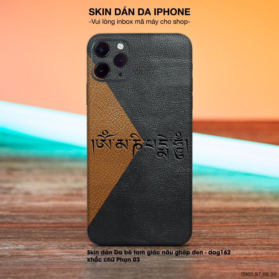 Miếng dán da khắc hình chữ Phạn cho iPhone (inbox mã máy cho shop)