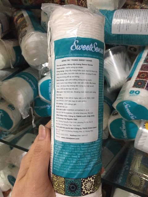 Bông tẩy trang Sweetsense mềm dai 120 miếng/ gói