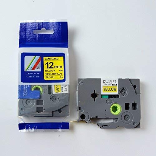 Giá Nhãn in TZ2-631 tiêu chuẩn - Chữ đen trên nền vàng 12mm