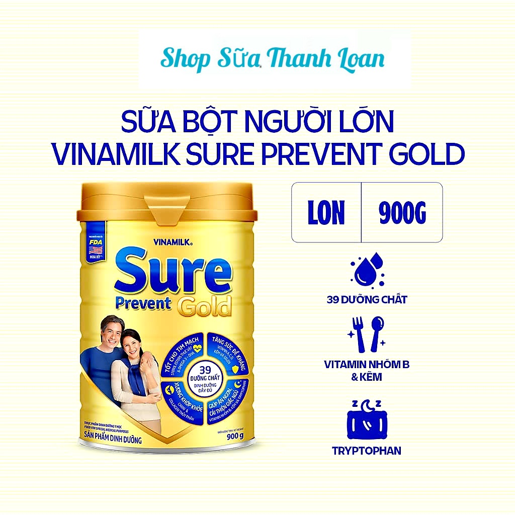 (HSD T5-2026) (MẪU MỚI) SỮA BỘT VINAMILK SURE PREVENT GOLD 900G.