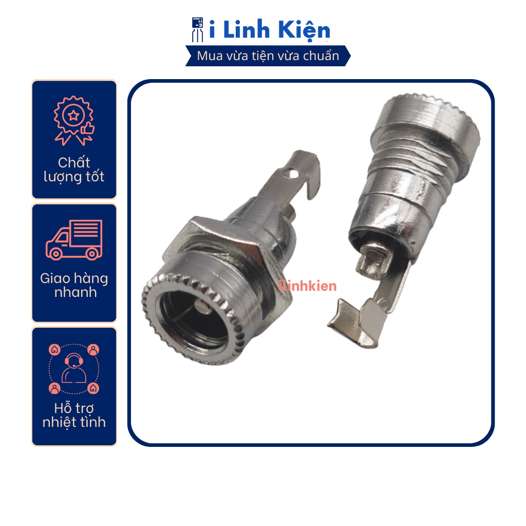 Jack nguồn DC cái 5.5x2.1mm đấu dây vỏ nhựa