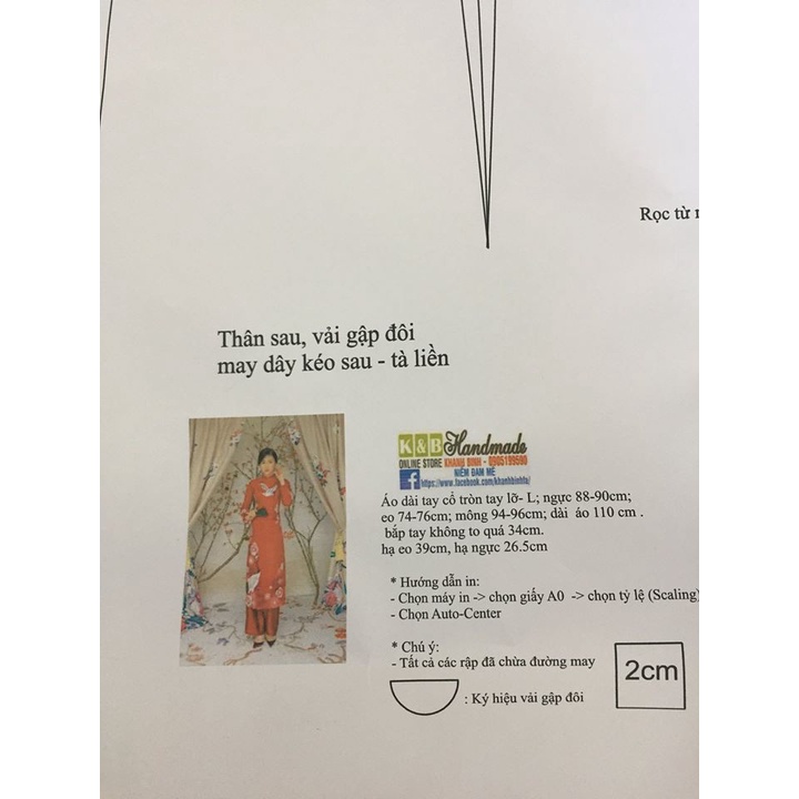 Rập giấy A0 AD23 áo dài form suông - (gài nút) (BẢN VẼ)