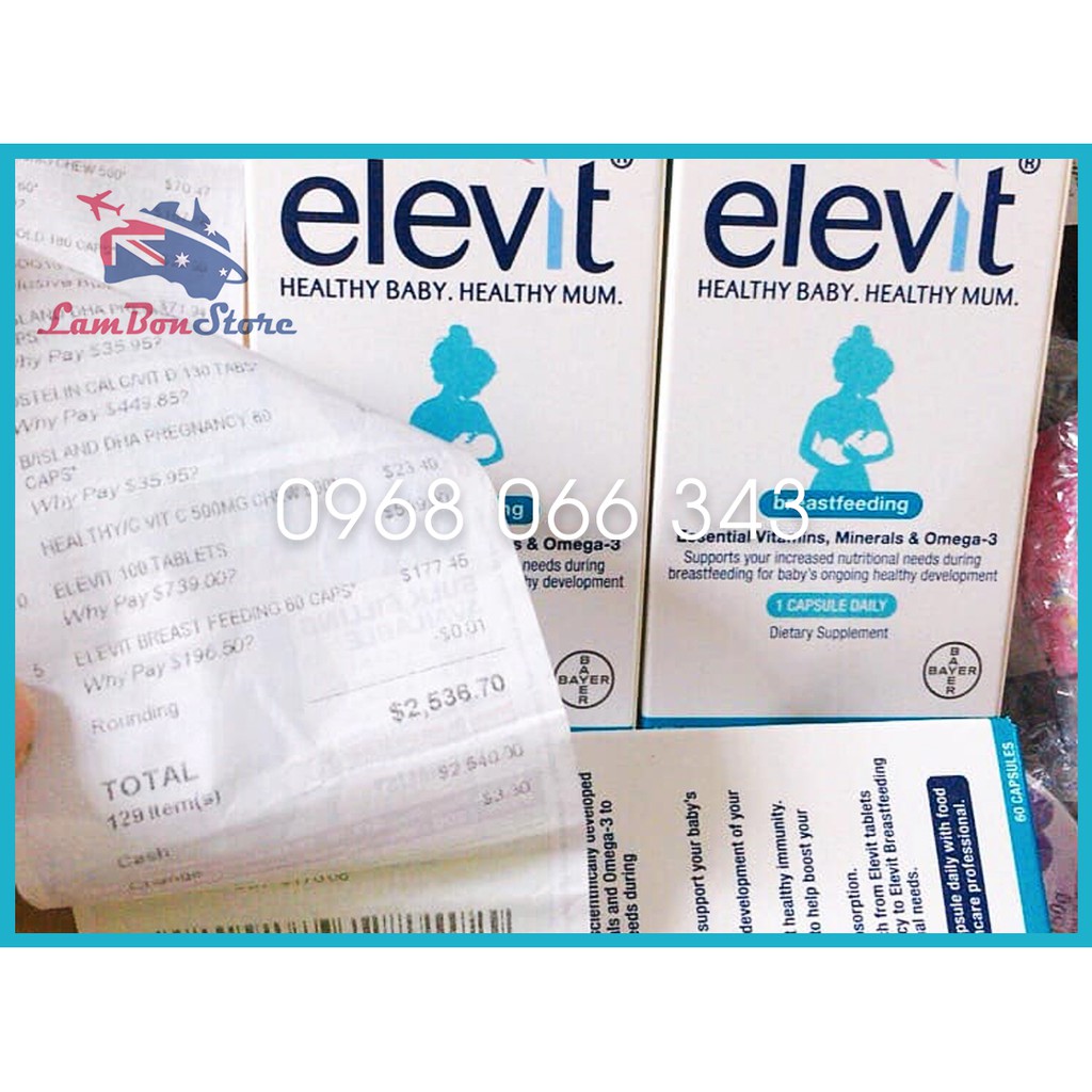 Elevit sau sinh cho Mẹ, Elevit Bú, Elevit Breastfeeding 60 viên (Date 2023) - Xuất xứ Úc