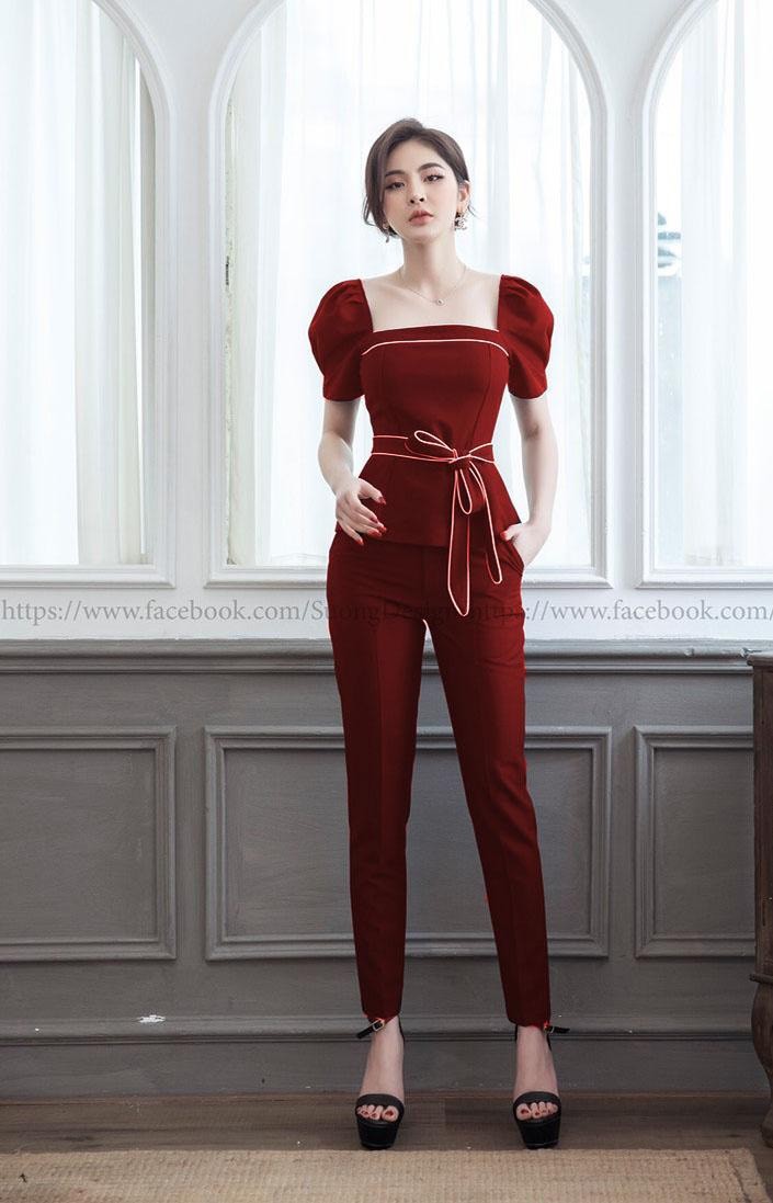 [HCM]SET BỘ THỜI TRANG PHỐI VIỀN THẮT NƠ DỄ THƯƠNG