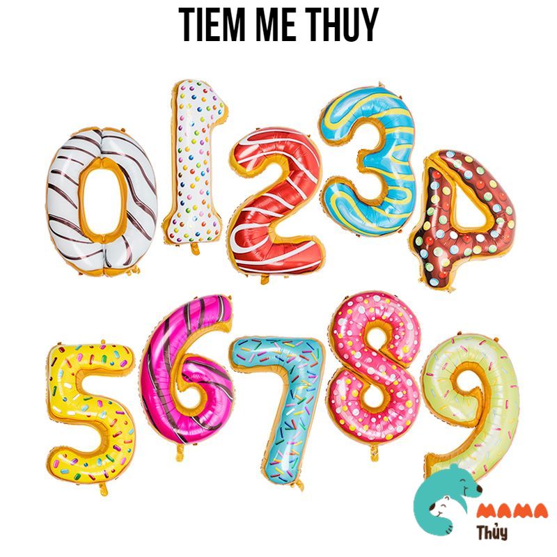 Bóng số sinh nhật họa tiết bánh donut (80cm)
