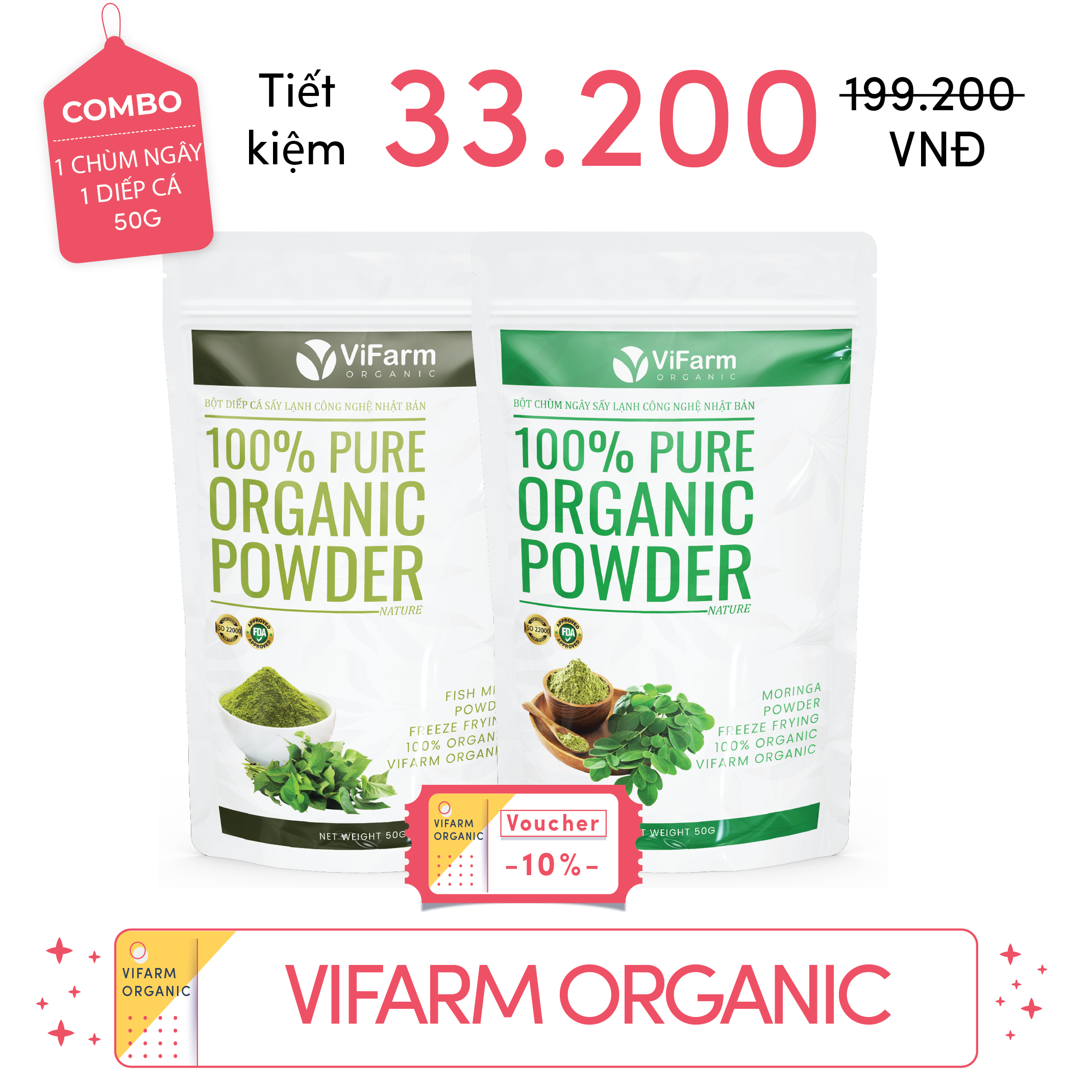 Bột Chùm Ngây Nguyên Chất ViFarm 50g
