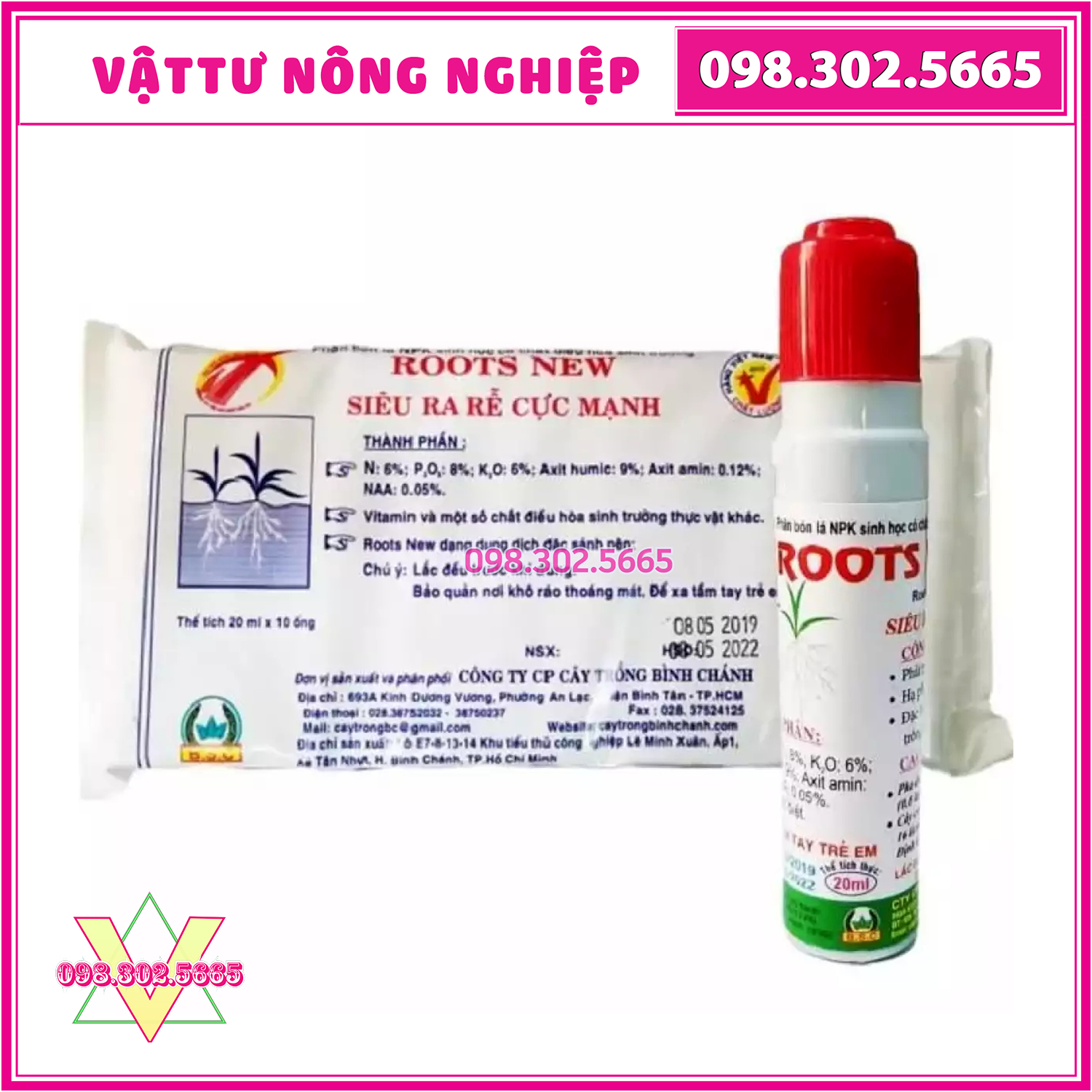 10 ống Dung dịch kích rễ đậm đặc Bimix Super Roots New 20ml cho cây trồng