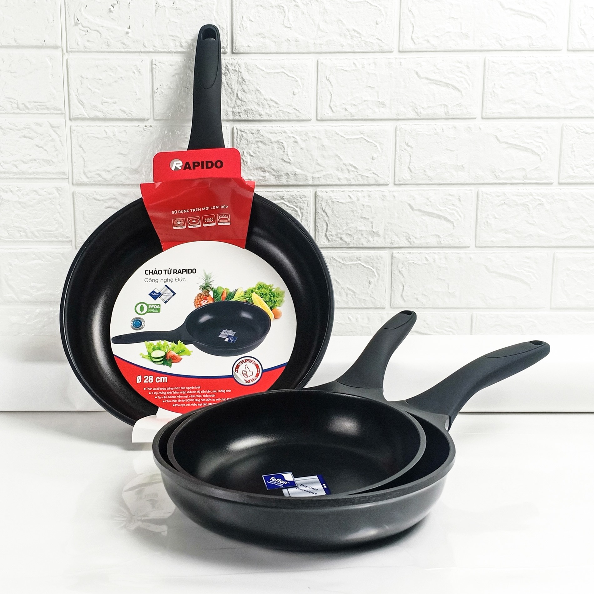 Chảo từ Rapido 24cm đáy chấm Teflon RP24-RDT