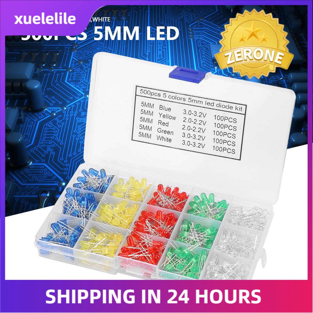 500pcs 5mm LED Light Red Yellow Round LED Blue Green White Assortment Diodes Kit