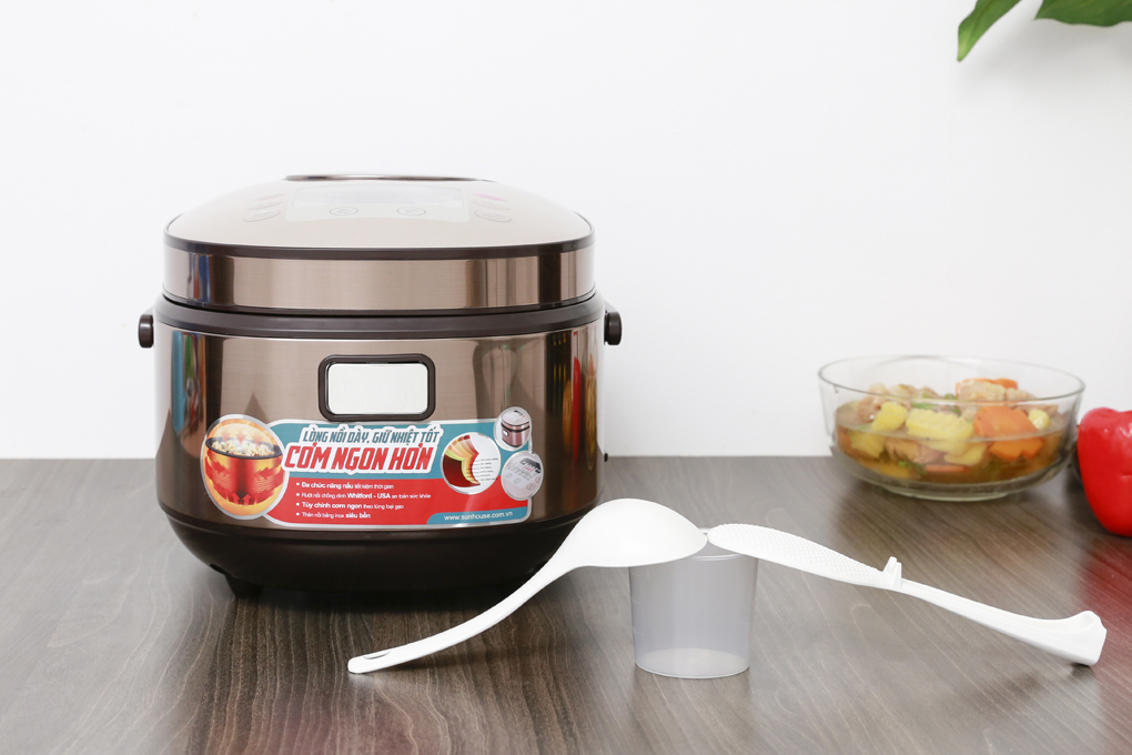Sunhouse Mama 1.5 liter electric rice cooker shd8915 hot sale white Ford-USA non-stick enamel alloy pots with 2 layers of 2.8mm thickness cooking delicious easy to clean. 3D cooking technology for radiant heat