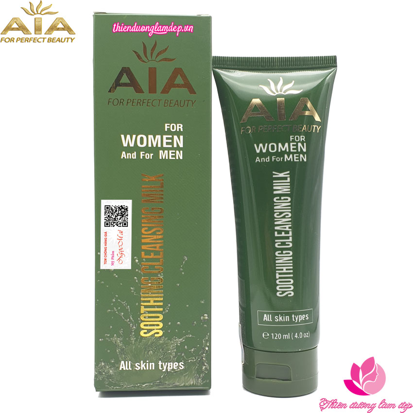 Sữa rửa mặt sáng da ngừa mụn AIA cosmetics Soothing Cleansing Milk dành cho nam và nữ 120ml