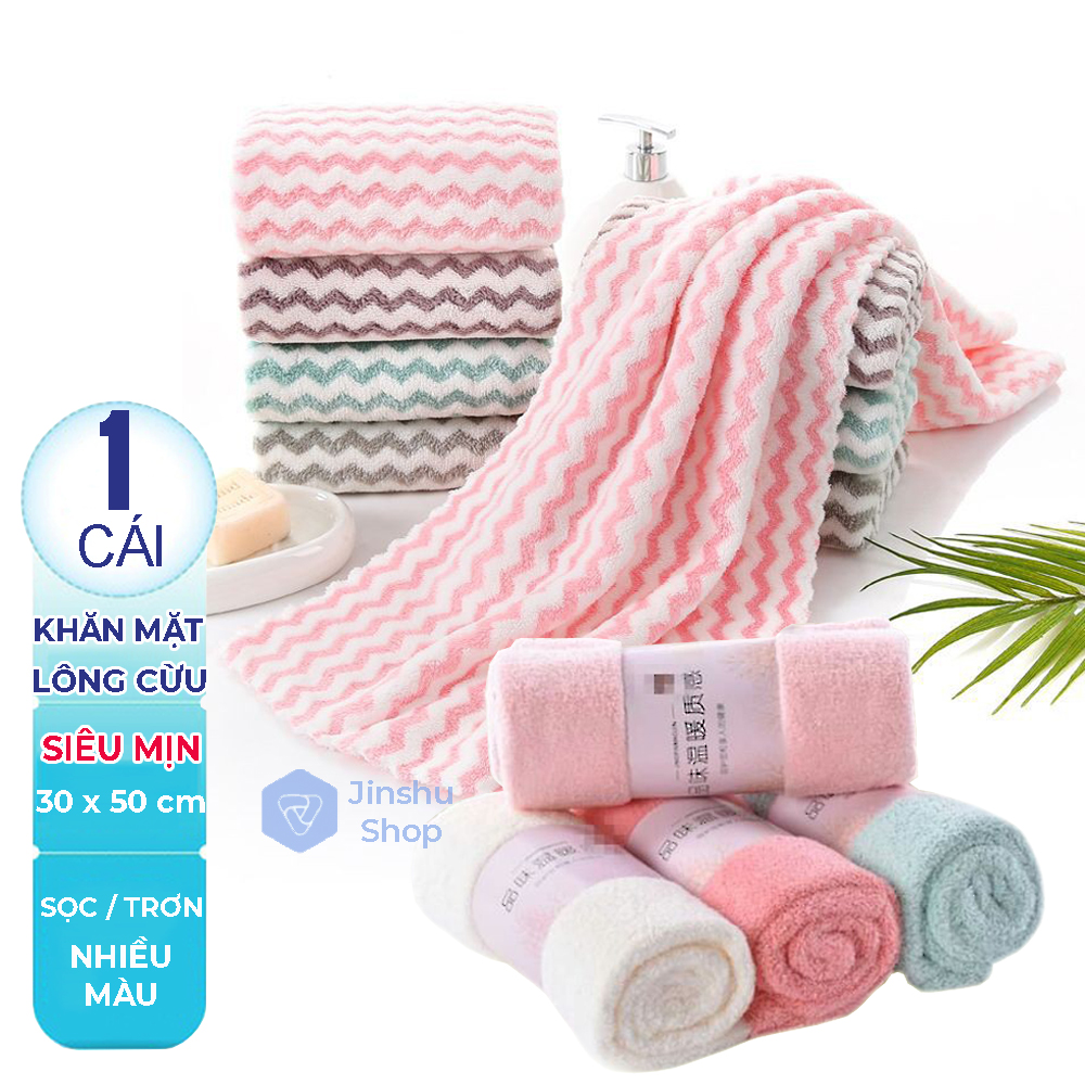 [ SIÊU MỊN, SIÊU HÚT NƯỚC, KHÔNG RA MÀU ] 01 cái Khăn 30cm x 50cm lông cừu Sọc, Trơn Hàn Quốc - Giao màu ngẫu nhiên.-[ 12.12 Hot Deals ]
