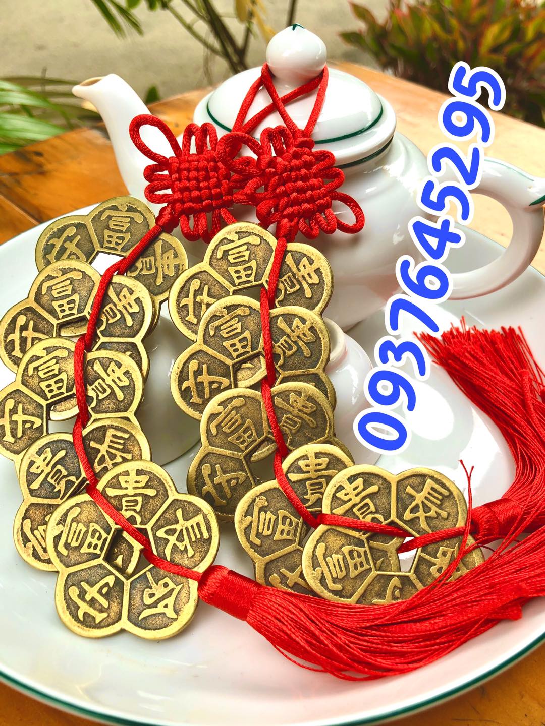 Dây ngũ phúc hoa mai (5 đồng xu hoa mai) cát tường chiêu lộc