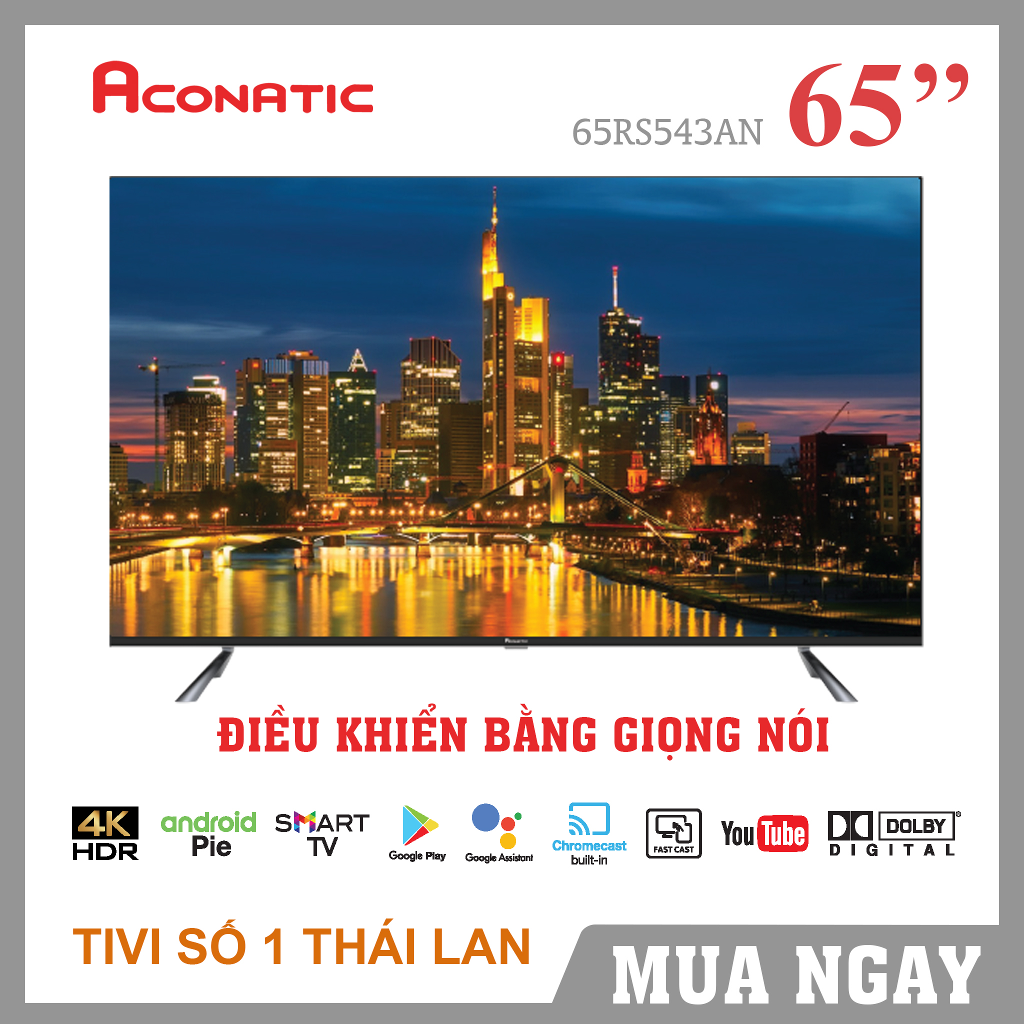 Android Tivi Aconatic 65 inch - 65RS543AN  - Bảo Hành 3 Năm