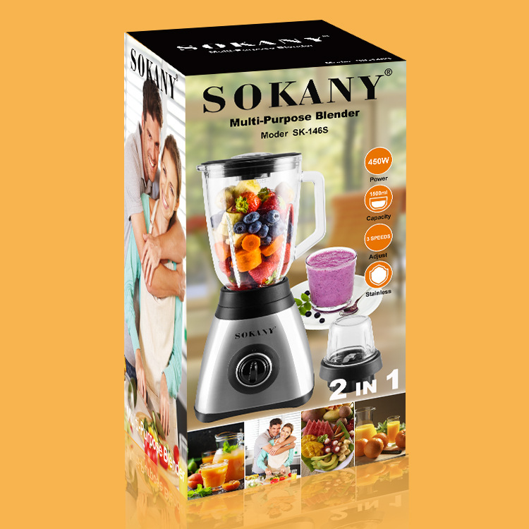 Máy xay sinh tố SOKANY công suất cực lớn 400W có 1 bộ cối dao sử dụng xay hoa quả, xay thực phẩm đa năng - SK186B