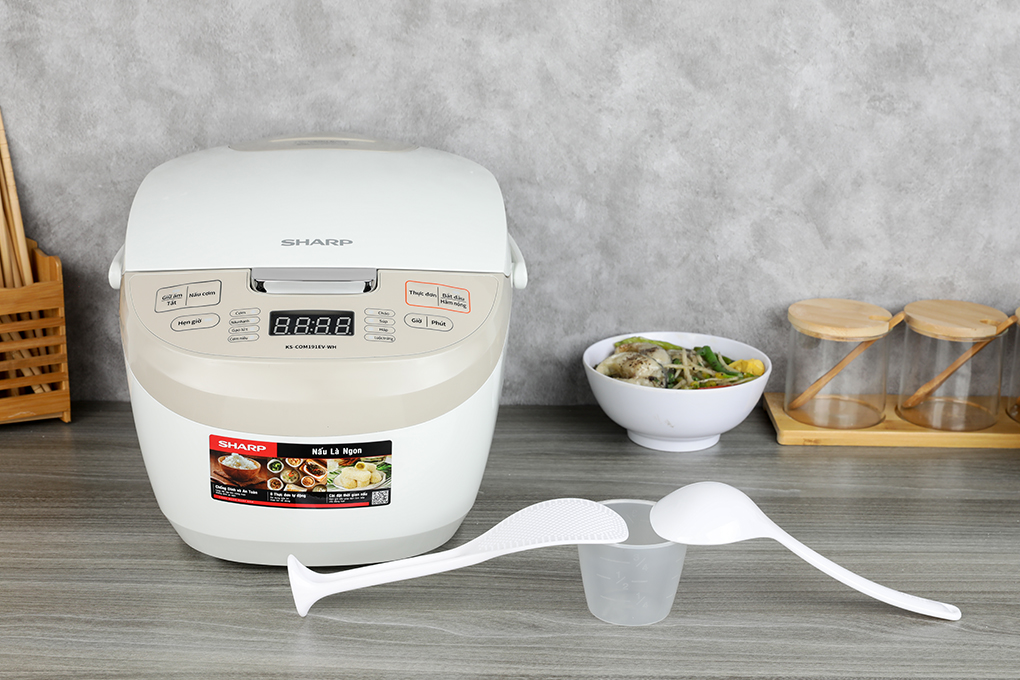 Nồi cơm điện tử Sharp 1.8 lít KS-COM191EV-WH, Chính Hãng 100%, Bảo Hành 12 Tháng