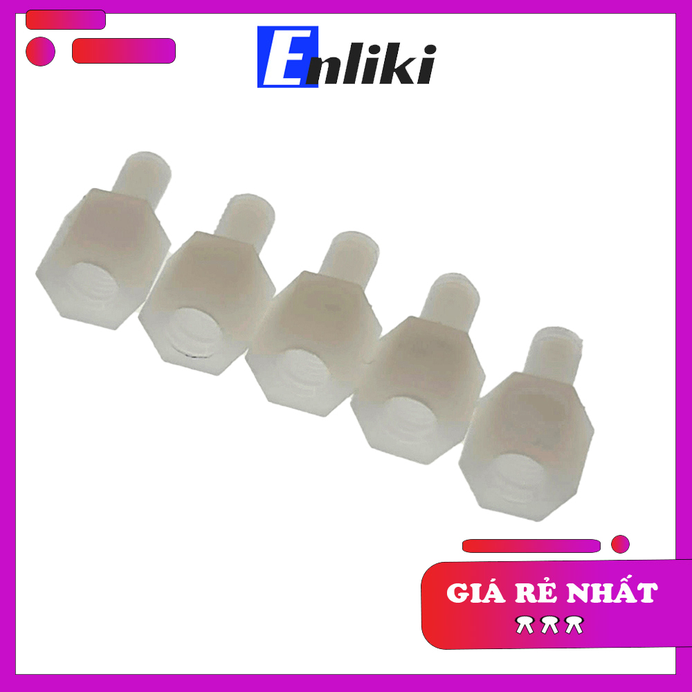 Bộ 5 Chiếc Cọc nhựa  M3 5mm M3x5+6 Đực-Cái