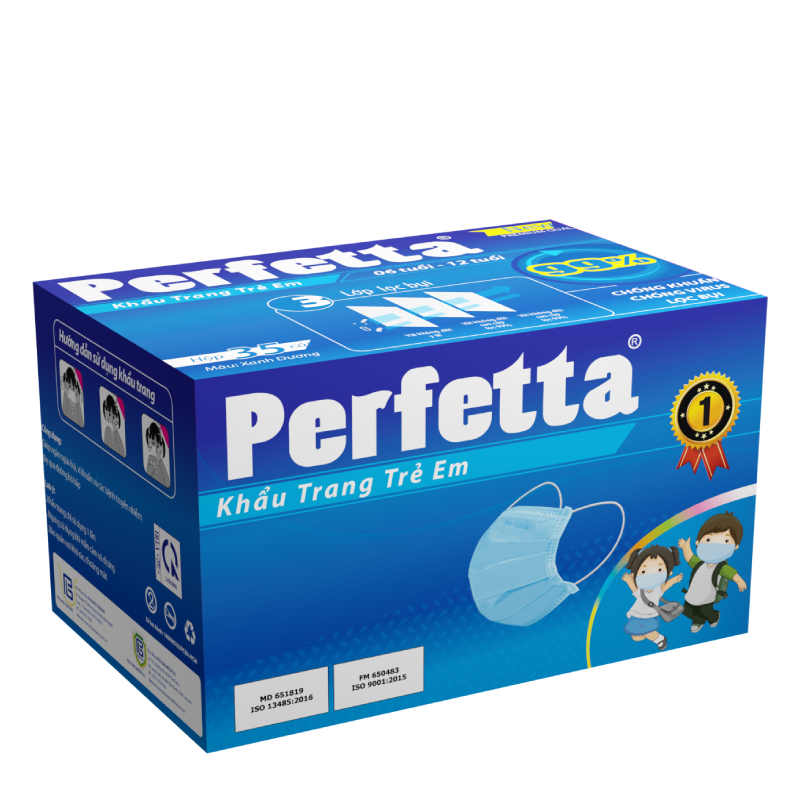 [HCM]Khẩu trang cho bé lớp Perfetta Trẻ Em Xanh (35 Cái/Hộp)
